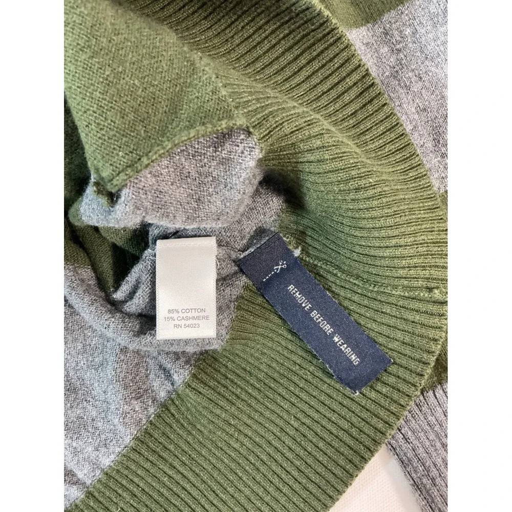 VTG Banana Republic Full Zip Striped Sweater Green Gray Size M Y2K Silk Blend